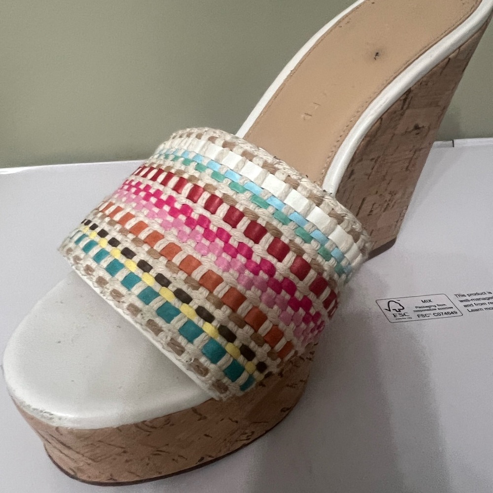 Veronica Beard Multicolor Woven Platform Sandals